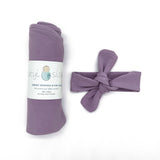 Organic jersey swaddle & topknot set in Amethyst
