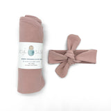 Organic jersey swaddle & topknot set in Rose Quartz