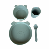 Bear Silicone Suction Dinnerware Set 4 piece Sage