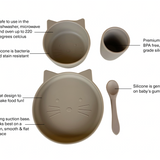 Cat Silicone Suction Dinnerware Set 4 piece Sand