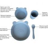 Bear Silicone Suction Dinnerware Set 4 piece Sky