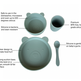 Bear Silicone Suction Dinnerware Set 4 piece Sage