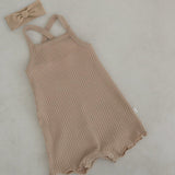 Cross Back Romper & Headband Set Latte