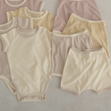 Contrast Rib Bodysuit & Short Set Vanilla