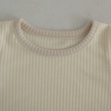 Contrast Rib Bodysuit & Short Set Vanilla