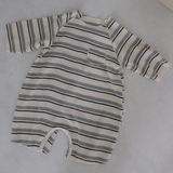 LS Striped Waffle Romper Grey Melange