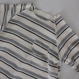 LS Striped Waffle Romper Grey Melange