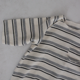 LS Striped Waffle Romper Grey Melange