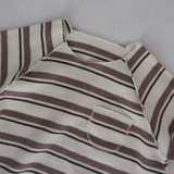 LS Striped Waffle Romper Mocha