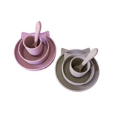 Cat Silicone Suction Dinnerware Set 4 piece Dusty Rose