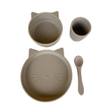 Cat Silicone Suction Dinnerware Set 4 piece Sand