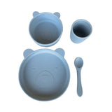 Bear Silicone Suction Dinnerware Set 4 piece Sky