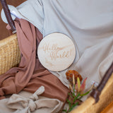 Organic jersey swaddle & beanie or topknot set in Sand