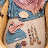 Organic jersey swaddle & topknot set in Rose Quartz