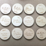 Set of 13 Double-Sided Wooden Milestone Cards Leaf