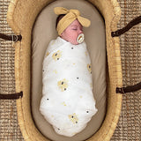 Organic Cotton Muslin Swaddle Honey Bees