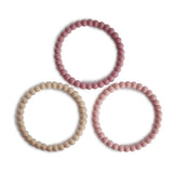 Mushie Silicone Pearl Teether Bracelets Linen/Peony/Pale Pink