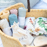 Organic Cotton Muslin Swaddle Honey Bees