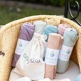 Organic jersey swaddle & topknot set in Rose Quartz