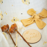 Organic Cotton Muslin Swaddle Honey Bees